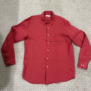 Red Linen Button down